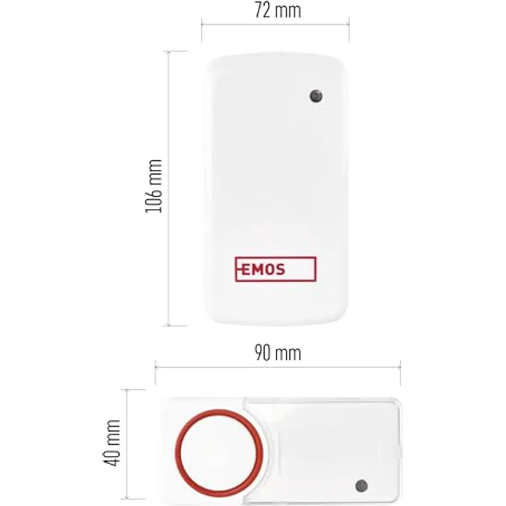 EMOS P5750 Batterielose Türklingel, Funkklingel Set mit 150 m Reichweite und 10 Melodien, 5 Stufen Lautstärke bis 110 dB, Rot/Weiß – Bild 5