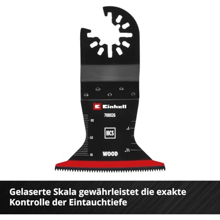Einhell Tauchsägeblatt aus Kohlenstoffstahl, 65 mm Breite, 42 mm Eintauchtiefe, PTFE-Coating, gekrümmte Schneide, Schnellwechselfunktion für Hart-/Weichholz – Bild 5