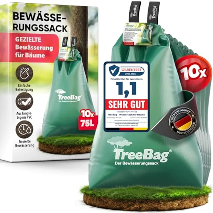 treebag TreeBag Wassersack für Bäume 10 x 75L – UV-stabiler PVC Bewässerungssack für Stammumfänge von 8–30 cm – effektive Tropfbewässerung für Garten & Stadtgrün – Bild 1