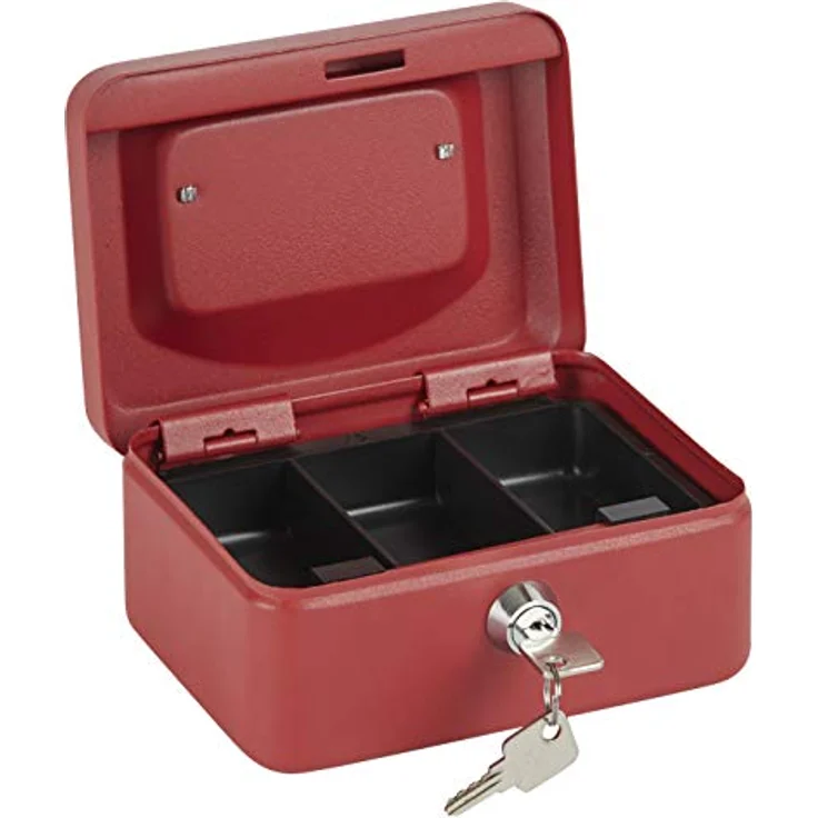 ARREGUI Elegant C9214 Geldkassette aus Stahl | Geldbox | 15 cm breit | Abschließbare Kasse mit Geldeinsatz | Kleine Geldkassette mit Schlüssel und Münzeinsatz/Geldeinsatz | Geldkasse | rot – Bild 2