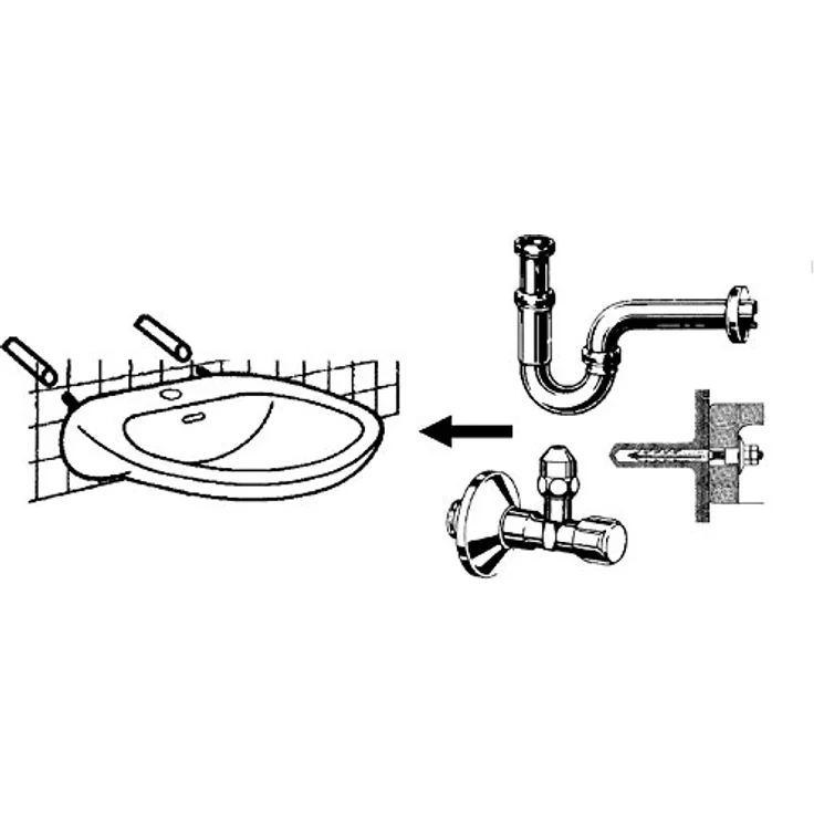 Sanitop-Wingenroth Installationsset für Waschbecken-Montage, mit Siphon Typ 1 ¼ '', 2 Eckventile Typ ½ '', mit Befestigungssatz, Waschtischbefestigung, verchromt, 223003 – Bild 2