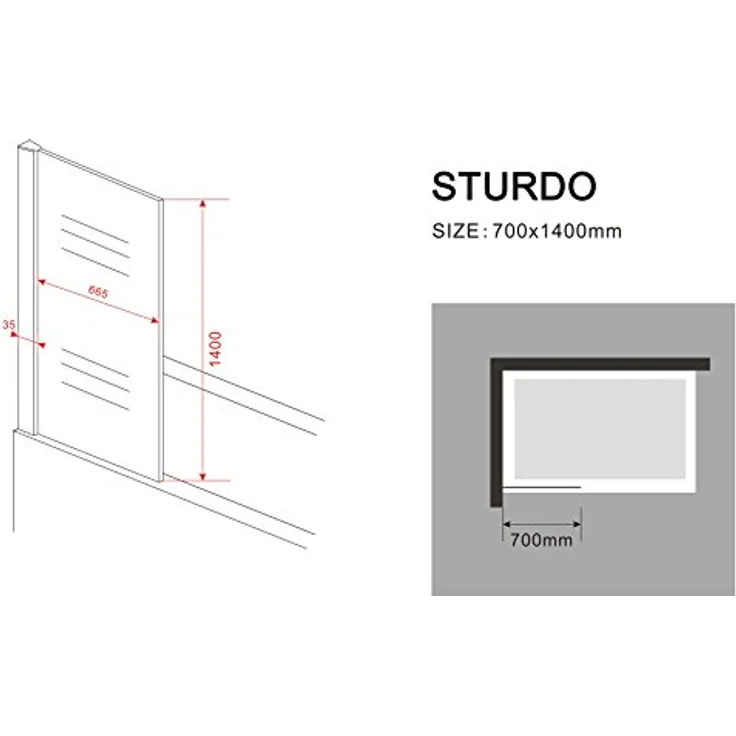 Glasdeals Fixe Badewannenaufsatz Duschtrennwand STURDO, 70 x 140 cm, Sicherheitsglas mit Easy-Clean Oberflächen, verchromte Aluminiumprofile – Bild 4