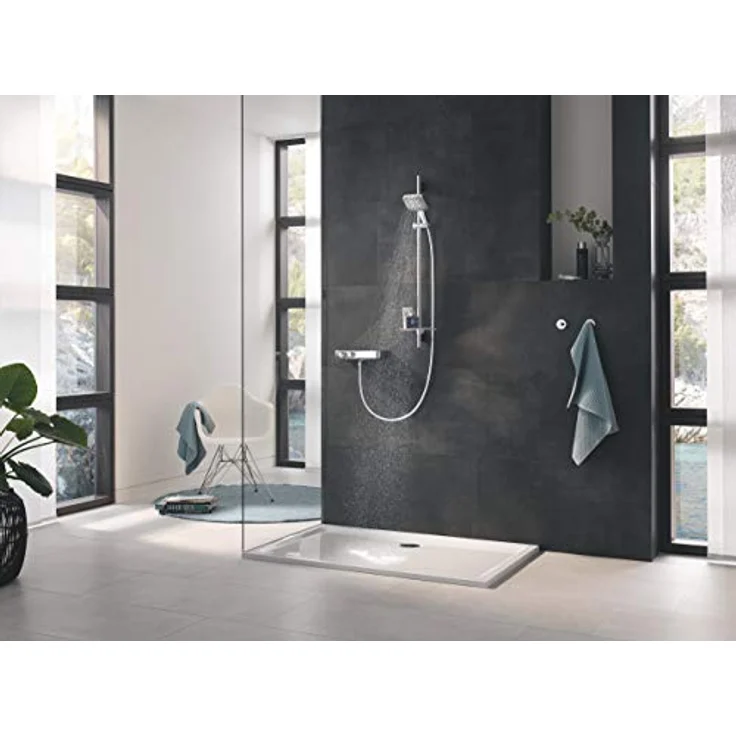 Grohe Rainshower SmartActive 130 Cube, Duschbrause mit 3 Strahlarten, inklusive TwistFree Schlauch und EasyReach Ablagefach, chrom – Bild 6