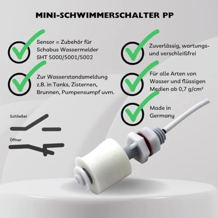 Elektrotechnik Schabus Mini-Schwimmerschalter 200940, Füllen/Leeren, 2,50 m, wartungsfrei, Kunststoff – Bild 2