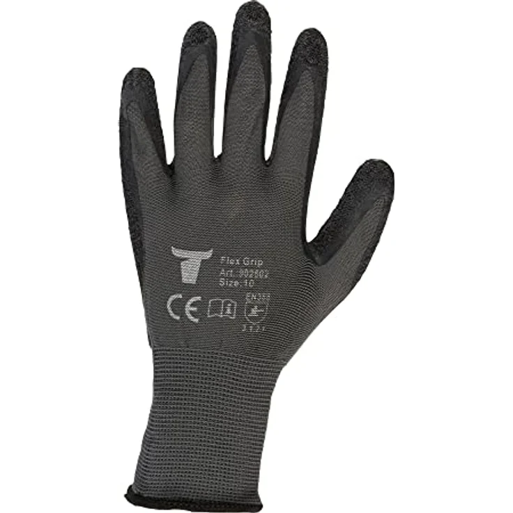 STIER Montagehandschuh, 12 Paar, Flex Grip, Größe 10, hochwertige Naturlatexbeschichtung, Exzellentes Tastgefühl, Schutz vor Flüssigkeiten & Kälte, hohe Atmungsaktivität, Schwarz – Bild 3