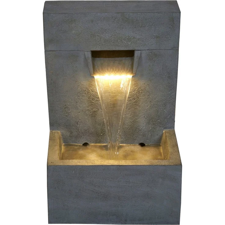 AcquaArte POSADA Gartenbrunnen Wasserspiel mit LED-Beleuchtung, komplettes Set mit Becken und Pumpe