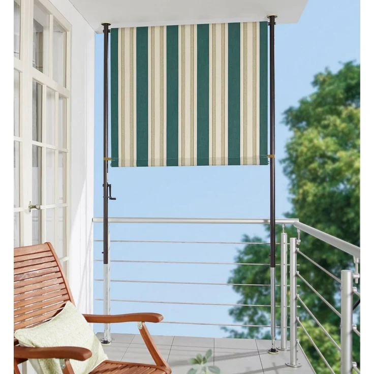 Angerer Freizeitmöbel Klemm-Senkrechtmarkise Nr. 8700 grün/beige, BxH: 120x275 cm, gestreift, Polyacryl & Stahl – Bild 1