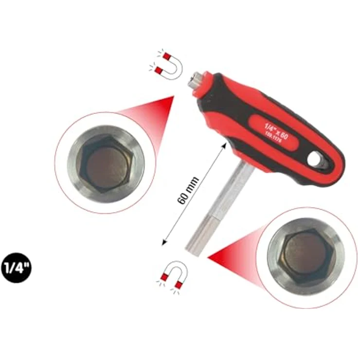 KS Tools Bit-Schraubendreher 1/4" Doppel-Bithalter, magnetisch mit 2-Komponentengriff und Chrom Vanadium Klinge – Bild 4