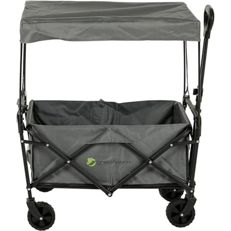 Greemotion Bollerwagen mit Dach, Faltbarer Handwagen aus 600D-Polyester, 90 x 103 x 50 cm, schwarz/grau – Bild 4