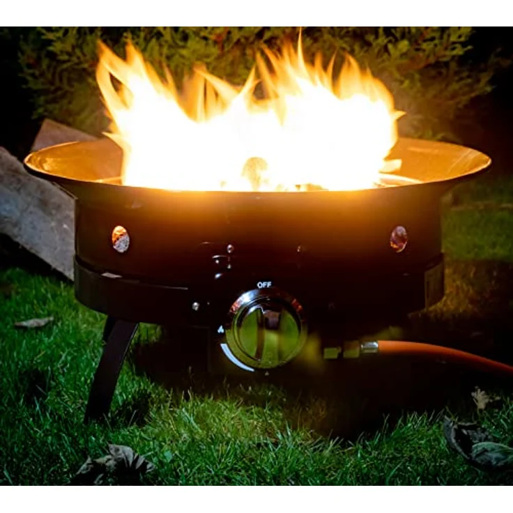 BBQ-Toro Gas Feuerstelle mit Lavasteinen | Ø 48 cm - 12 kW | Outdoor Feuerstelle Gas, Feuerschale Camping, Gartenfeuerschale, Gas Fire Pit Outdoor | Feuerschalen für den Garten, Terrasse, Camping – Bild 3