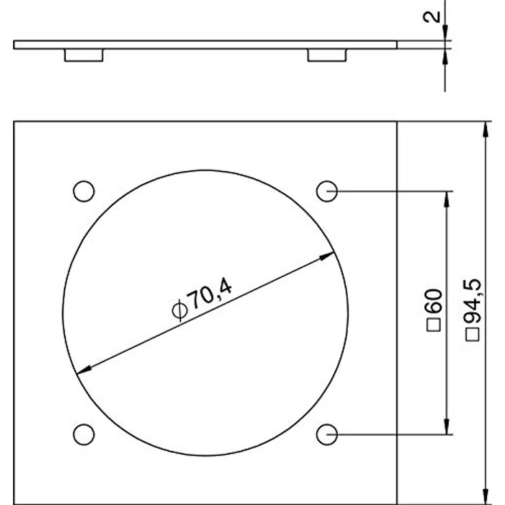 obo-bettermann Platte Abdeckung vh-p3 Simple EWG, CEE 60x60 mm, rund, schraubbare Befestigung – Bild 2