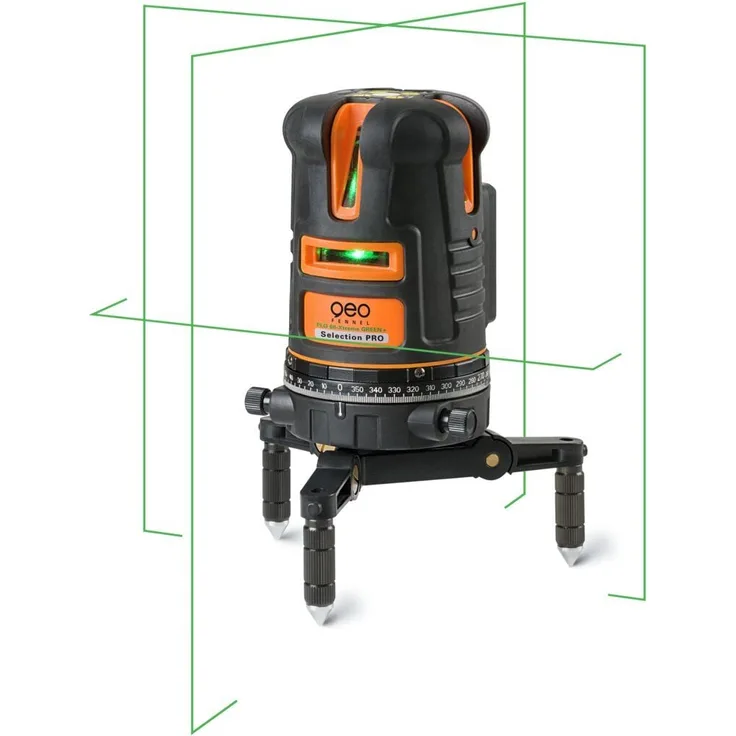 geo-FENNEL Multi-Linienlaser FLG 66-Xtreme GREEN+ SP, Baulaser mit 4 vertikalen Linien, 1 horizontaler Linie und IP 65 Wasserschutz