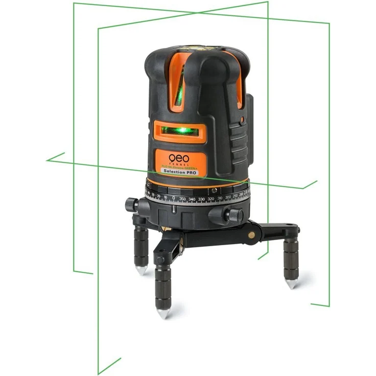 geo-FENNEL Multi-Linienlaser FLG 66-Xtreme GREEN+ SP, Baulaser mit 4 vertikalen Linien, 1 horizontaler Linie und IP 65 Wasserschutz