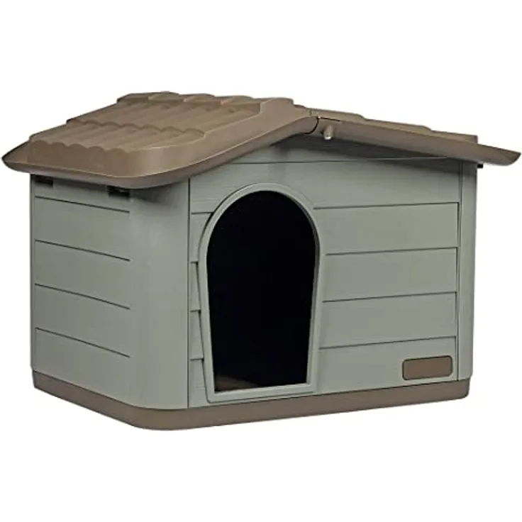 Duvoplus Pepita ECO Tierhaus, 60 x 51 x 41 cm, Braun/Grün, Hund - Ökologisches Produkt aus 100% recyceltem Material, Indoor & Outdoor geeignet