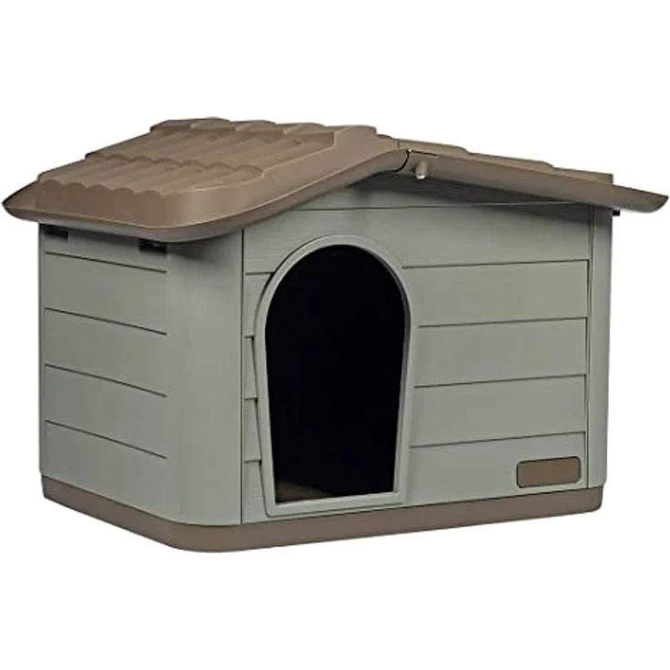 Duvoplus Pepita ECO Tierhaus, 60 x 51 x 41 cm, Braun/Grün, Hund - Ökologisches Produkt aus 100% recyceltem Material, Indoor & Outdoor geeignet