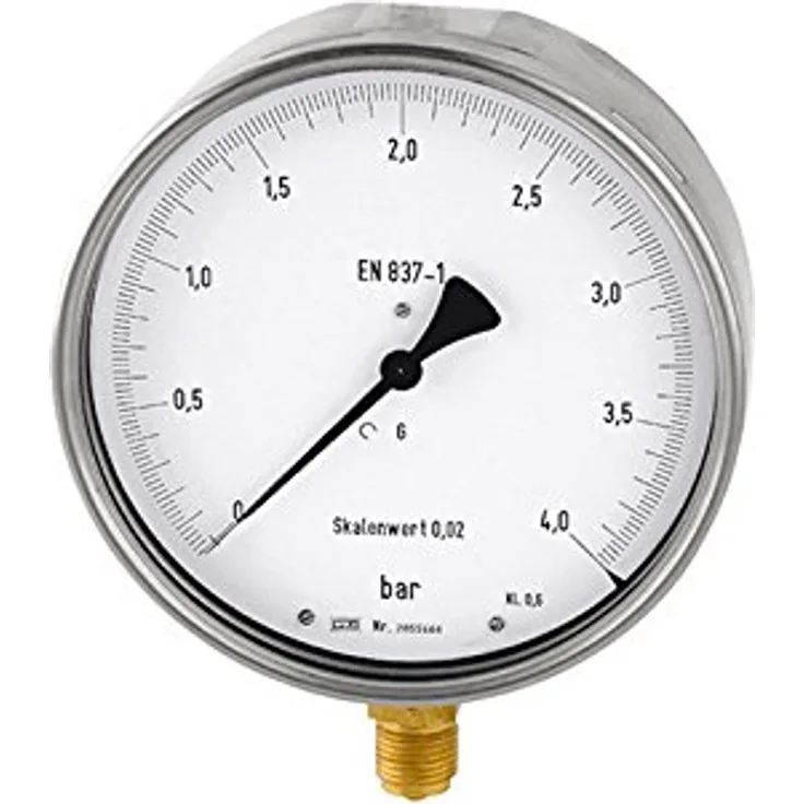 RIEGLER Feinmessmanometer 102571-1166, G 1/2, radial unten, 0-16,0 bar, Ø 160 mm