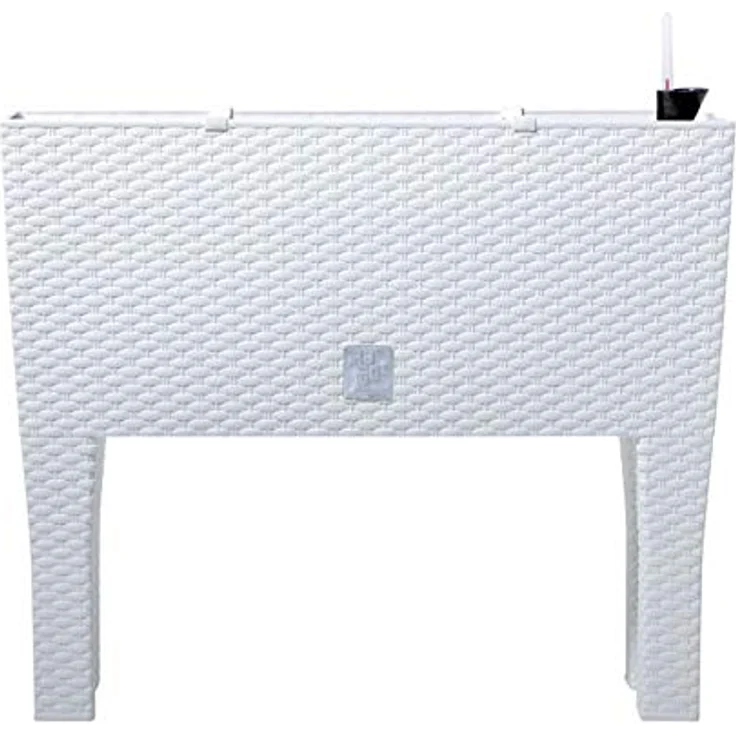 Prosperplast High Pot 72 l, Großer Pflanzenkübel in Weiß, Rattan Optik, wetterbeständig, 65 x 80 x 33 cm – Bild 2