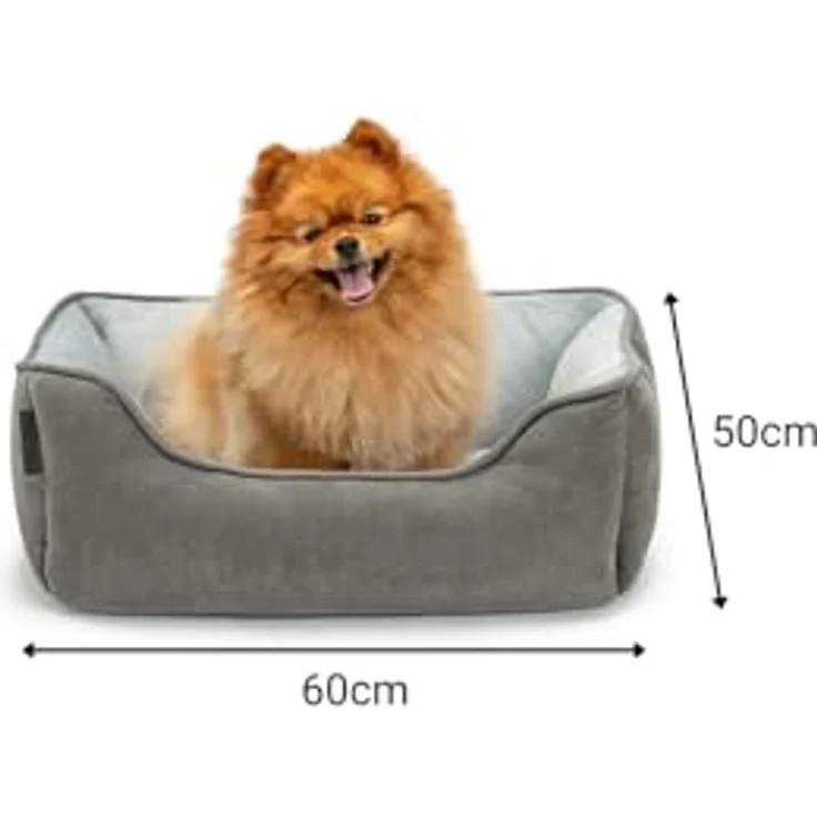lionto Tierkissen 2-in-1 Hundebett in Wildlederoptik, mit Wendekissen, dunkelgrau/grau, 60 cm x 50 cm – Bild 5