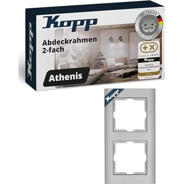 Kopp Abdeckrahmen Athenis 2-fach, Stahl, senkrechte und waagerechte Installation – Bild 1