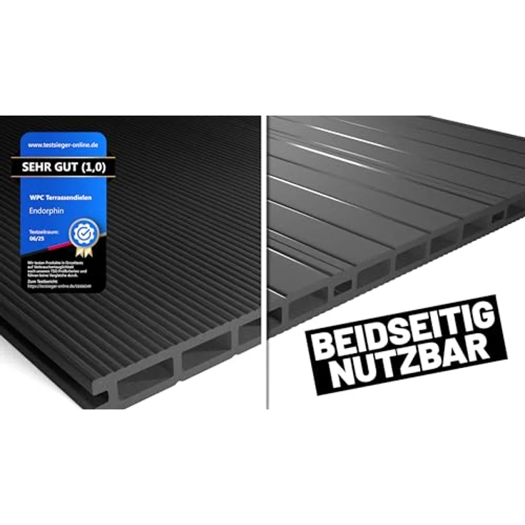Endorphin Terrassendielen ® WPC Komplettset 38m², Anthrazit, witterungsbeständig, rutschhemmend, pflegeleicht – Bild 3