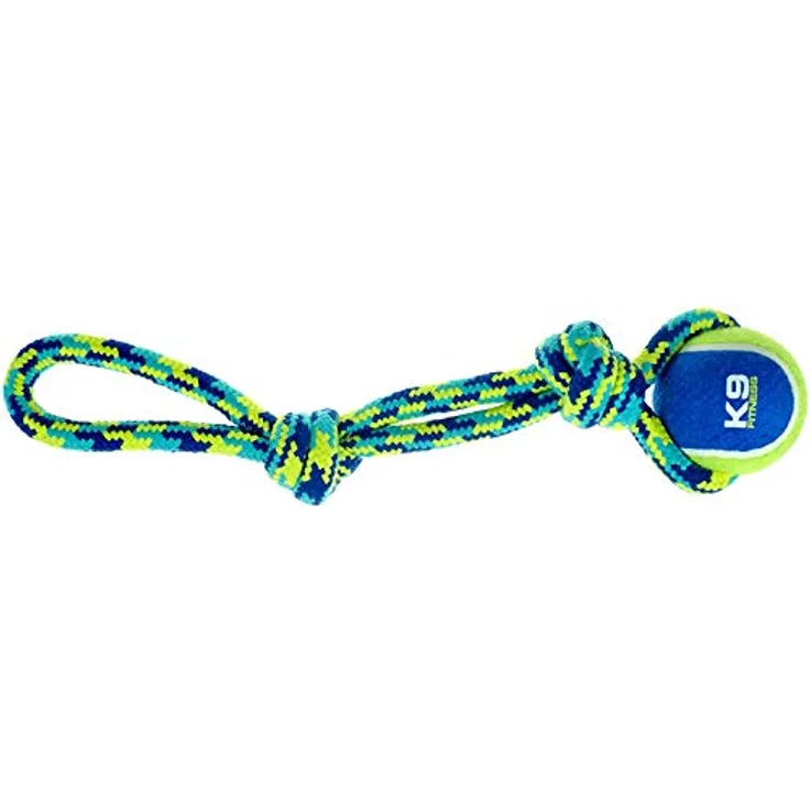 Zeus K9 Hundespielzeug, Fitness Zugseil mit 2 Knoten und Ball, 43cm