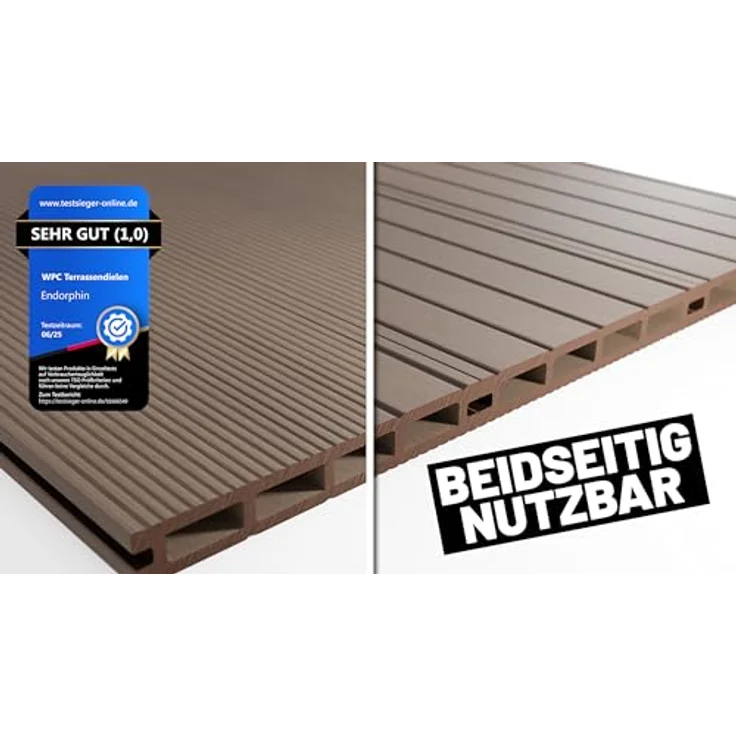 Endorphin Terrassendielen ® WPC Komplettset 30m², braune witterungsbeständige Dielen mit rutschfester Oberfläche und pflegeleichtem Klicksystem – Bild 3