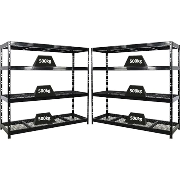 Proregal Schwerlastregal Mega Deal Profi RHINO, 180 x 200 x 60 cm, Traglast 500 kg pro Boden, 4 Böden, Schwarz – Bild 1