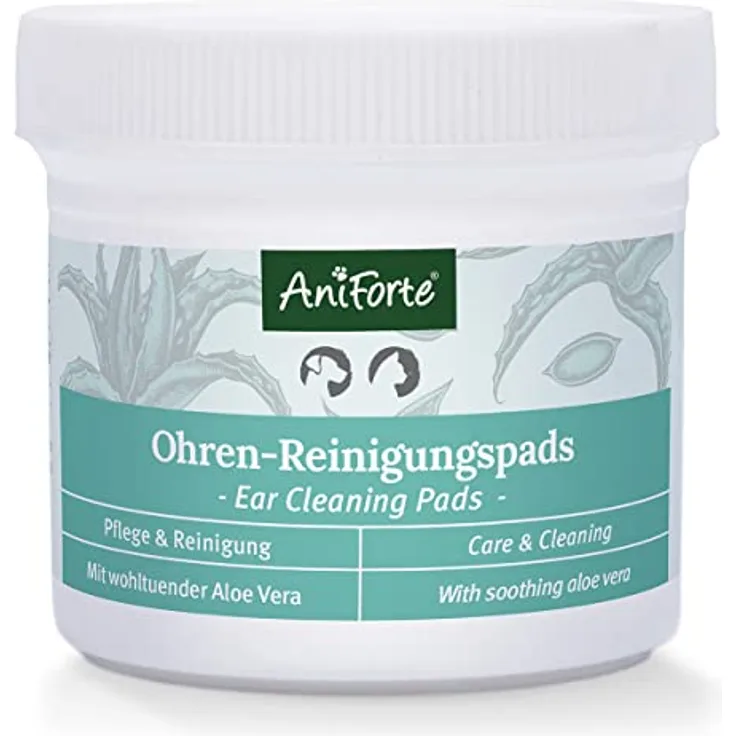 AniForte Ohren Reinigungspads für Hunde & Katzen 100 Stück – Besonders weiche & milde Reinigungstücher für die Ohrenhygiene, sanfter Ohrenreiniger zur Pflege & Reinigung