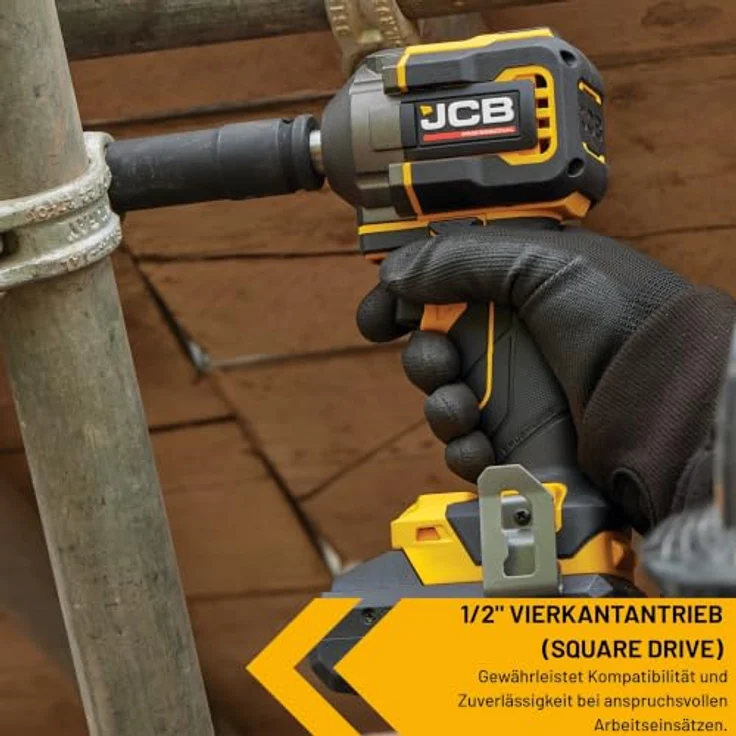 JCB Professional Akku-Schlagschrauber JCB-18PIW-620, 18V Kompakt, 400 Nm Anzugsmoment, Bürstenlos, LED, Gürtelclip – Bild 4