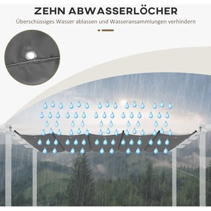 Outsunny Ersatzdach für Pergola, 3,5 x 2,5 m, Schattenabdeckung mit Entwässerungslöchern, 180 g/m², grau – Bild 4