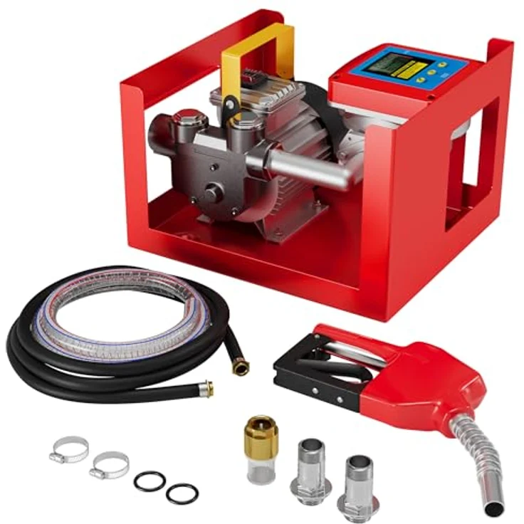 WilTec - Dieselpumpe Heizölpumpe selbstansaugend 230V 550W 60l-min Digitalzählwerk Zapfpistole Schläuche – Bild 1