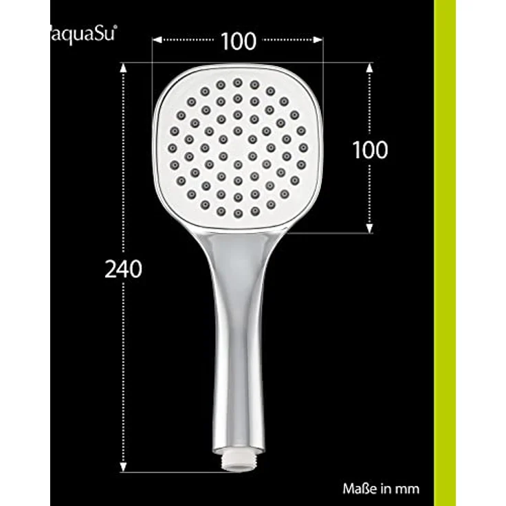 'aquaSu® Otare wassersparender Duschkopf 6 l/min mit 70 Düsen in Chrom, eckig – Bild 4