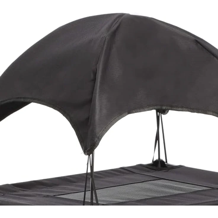 Wiltec Hundebett mit Dach Schwarz 122x91x16cm Größe XL bis 50kg Outdoor Katzenliege Haustier Schlafplatz Sonnendach - Preisvergleich – Bild 5