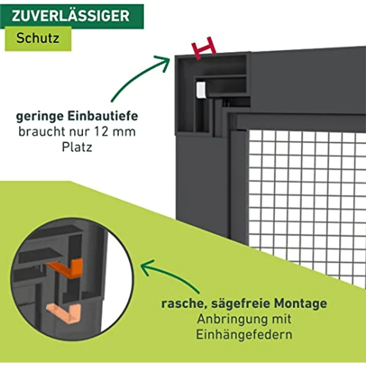 Windhager Insektenschutz teleskopierbares Fliegengitterfenster Flexi Fit, Spannrahmen-Fenster, Teleskopfenster ohne Sägen, Selbstbausatz 130 x 150 cm, Anthrazit, 04306 – Bild 5