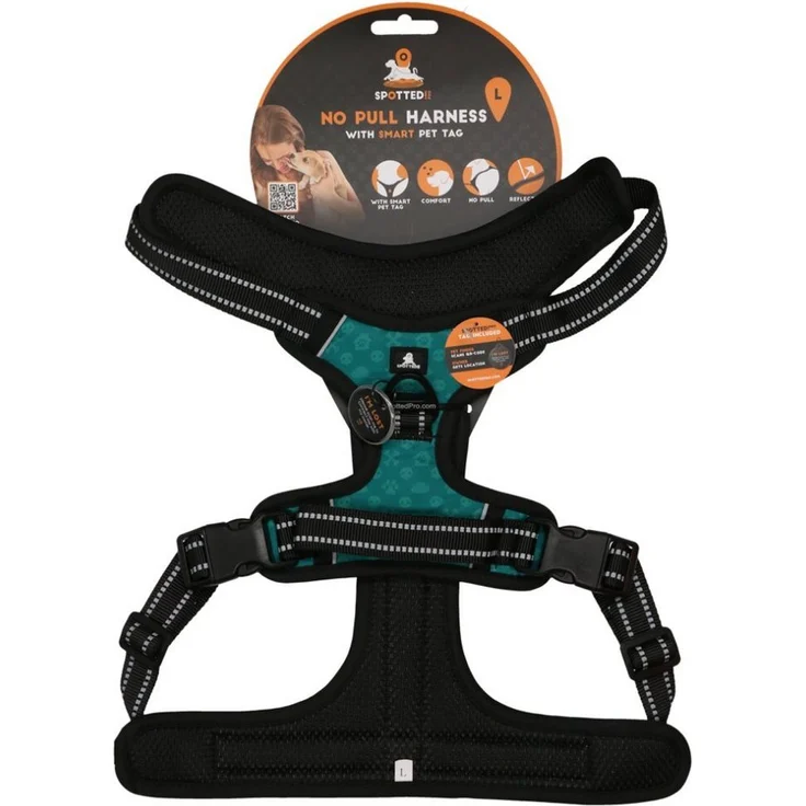 Spotted! Pro Hundegeschirr NO-Pull, verstellbar, mit digitalem Identifikationssystem, grün, Größe L