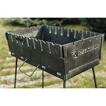 Reckless KL-8/3 Schaschlikgrill, Grill-Mangal-Koffer für 8 Spieße, 3 mm Tragbar, Faltbarer Klappgrill zum Schaschlik und Grillen BBQ, Robuster Holzkohlegrill - Schwarz.