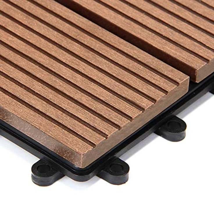 WPC Fliesen 1m²-4m² Terrassenfliesen Set Holzfliesen 30x30cm Balkon Pool Garten 22x Klassik terrakotta 4250525376678 – Bild 9