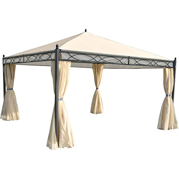 PROREGAL® Pavillonseitenteil 4er-Set Seitenwand für Pergola Cadiz, creme, wasserabweisend, regulierbarer Windschutz, 383x205 cm – Bild 3