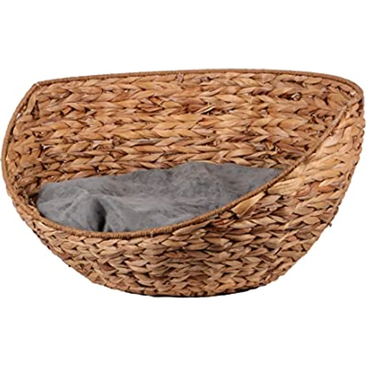 UNUS ANIMALS Hundebett Hundekörbchen rund mit Kissen, Haustierkorb für Hunde und Katzen, Seegraskorb in natürlicher Optik, 30x60 cm, für kleine bis mittelgroße Tiere – Bild 1