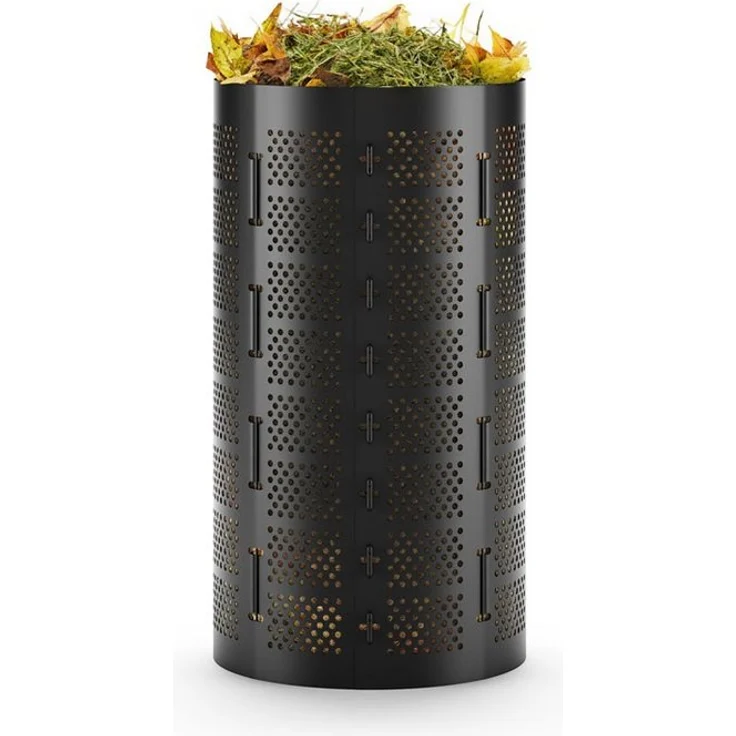 Bradas Komposter 180l Schwarz, Gartenkomposter mit Belüftungssystem und witterungsbeständigem HDPE-Material, BxTxH: 50x50x160 cm
