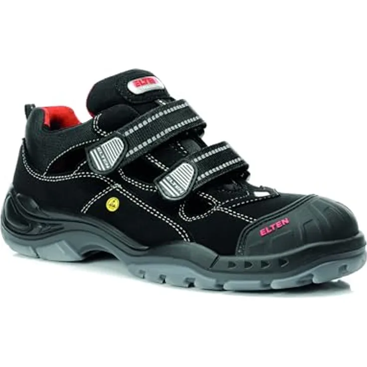 ELTEN® Herren S1P Sicherheitssandalen "SCOTT PRO ESD", benzin- und ölbeständig, rutschfest, antistatisch, schwarz, Größe 43
