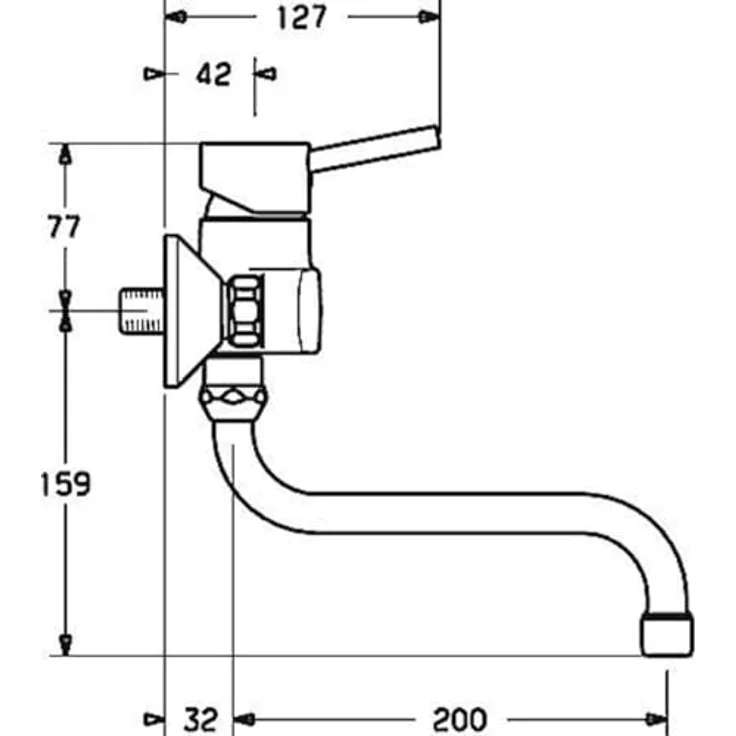 HANSA Hansavantis Style Einhand-Wandbatterie mit Pin-Bedienungshebel (Metall), schwenkbar, Ausladung 200 mm, Durchflussmenge 12 l/min – Bild 2