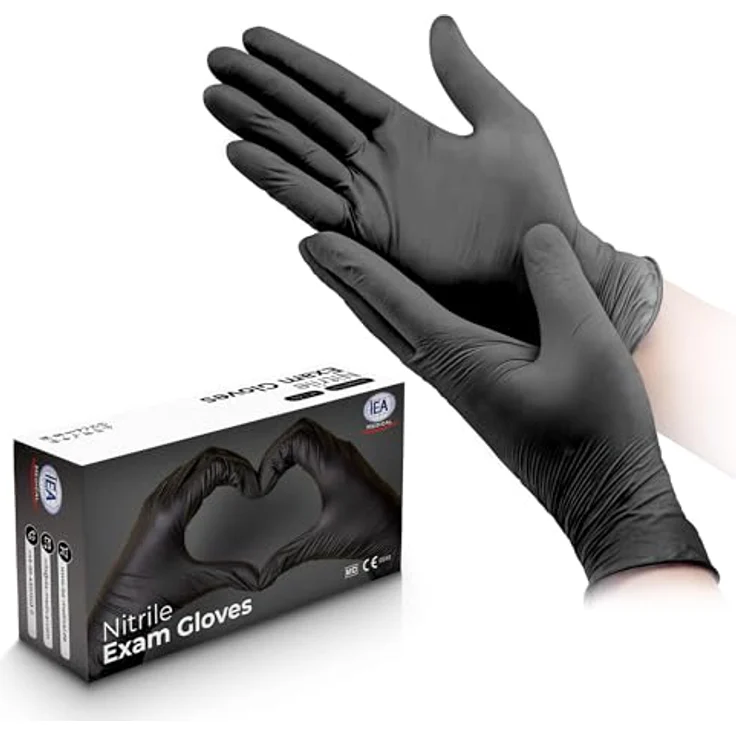 IEA Medical Nitrilhandschuhe Schwarz – Einweghandschuhe, puder- & latexfrei, reißfest, für Allergiker geeignet, geprüft & vielseitig einsetzbar, Größe S – Bild 2