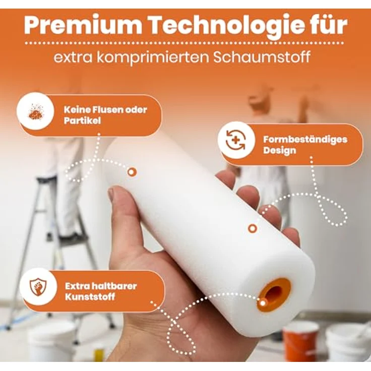 varivendo Schaumwalze, superfein, 11 cm, für glatte Oberflächen, 10 Farbrollen, Lackierwalze – Bild 4