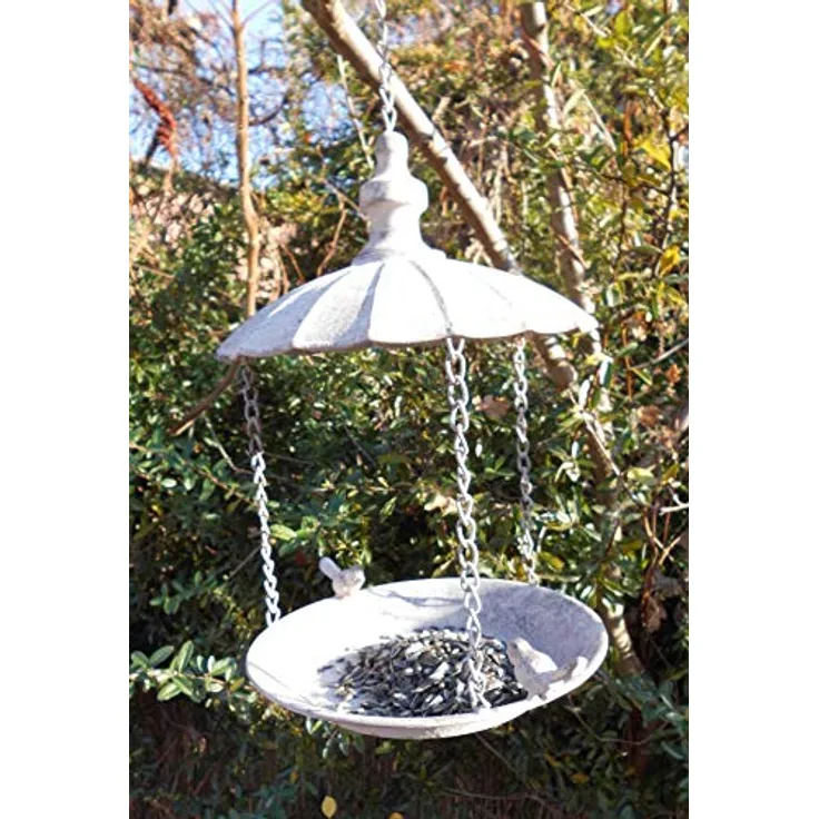 Deko-Impression Großes Vogelfutterhaus z.Hängen Futterstelle Vogelvilla Eisen grau