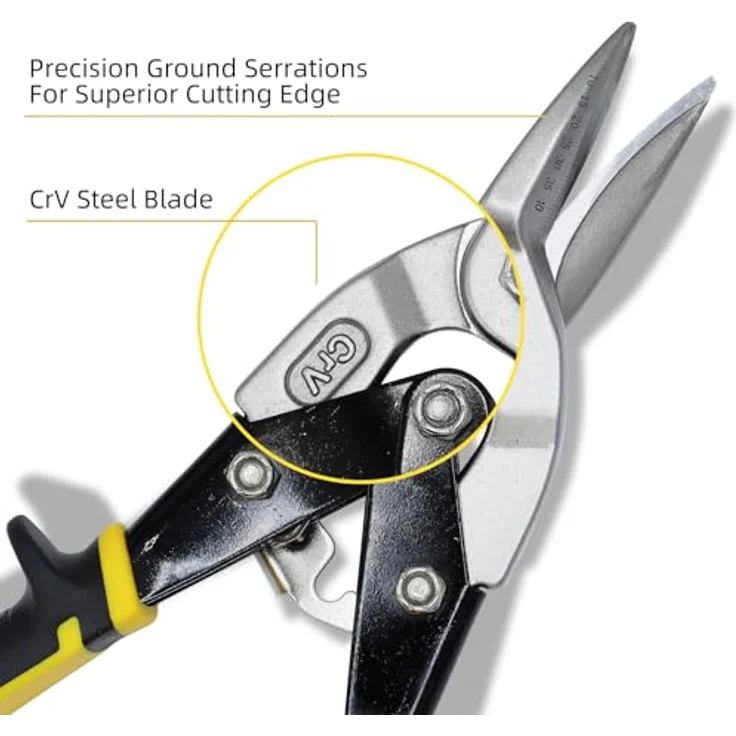 CCLIFE Blechschere Set 3 tlg, Cr-Mo Metallscheren mit ergonomischen Griffen, Linker, Rechter und Gerader Schnitt für Blech, Aluminium, Leder, Kupfer, 250mm lang – Bild 4