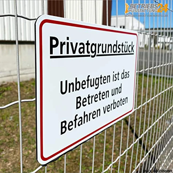 Betriebsausstattung24® Hinweisschild Privatgrundstück - Unbefugten ist das Betreten und Befahren verboten | Querformat 30,0 x 20,0 cm | 2mm (Aluminium Verbundplatte, Weiß) – Bild 2