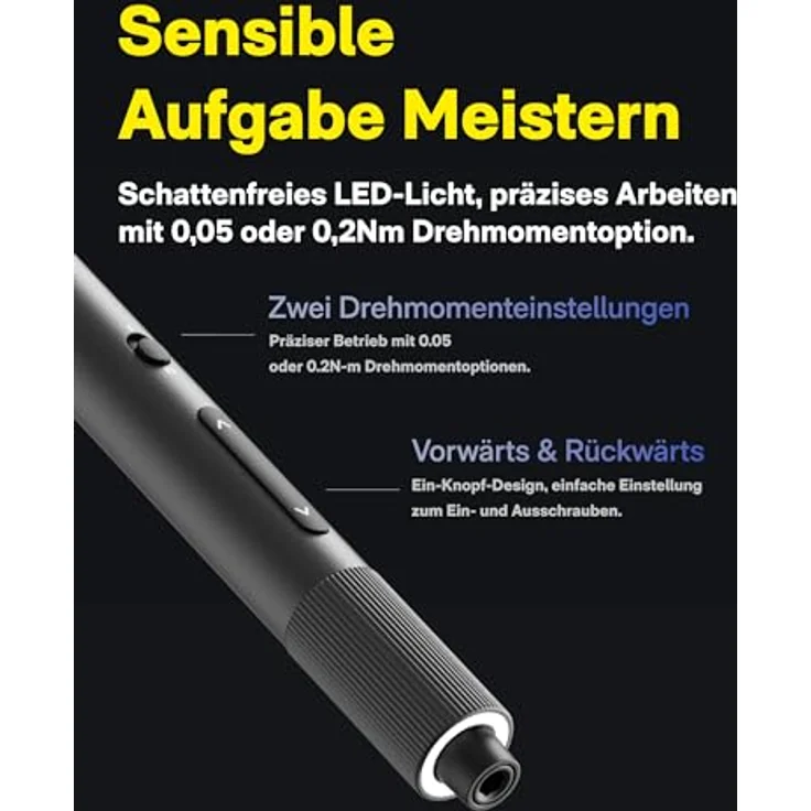 HOTO Feinmechaniker Akkuschrauber Set ADV, Mini Elektrischer Schraubenzieher Set, 2 Modi, magnetischer Aufbewahrungskasten, LED Licht, rutschfester Griff – Bild 3