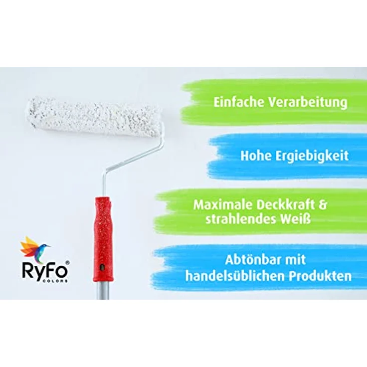 RyFo Colors Malerweiß 10l - Wandfarbe weiß, hohe Deckkraft, Premium-Innen-Farbe, airless verarbeitbar, Deckkraft Klasse 1 – Bild 4