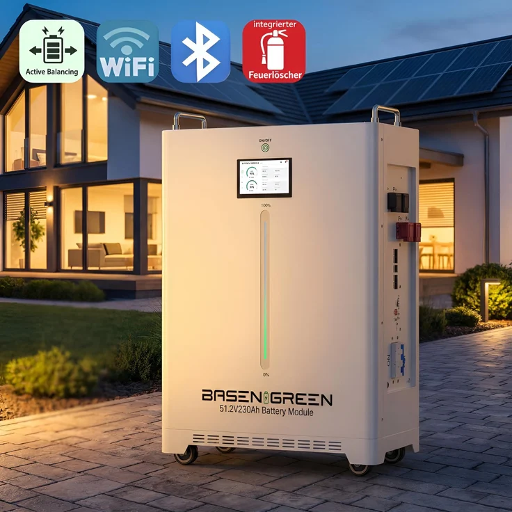TZIPower 230AH 11,77kWh 48V/51.2V LiFePO4 Solar Speicher, mobil mit Rollen und optionaler Wandmontage, WLAN & Bluetooth integriert